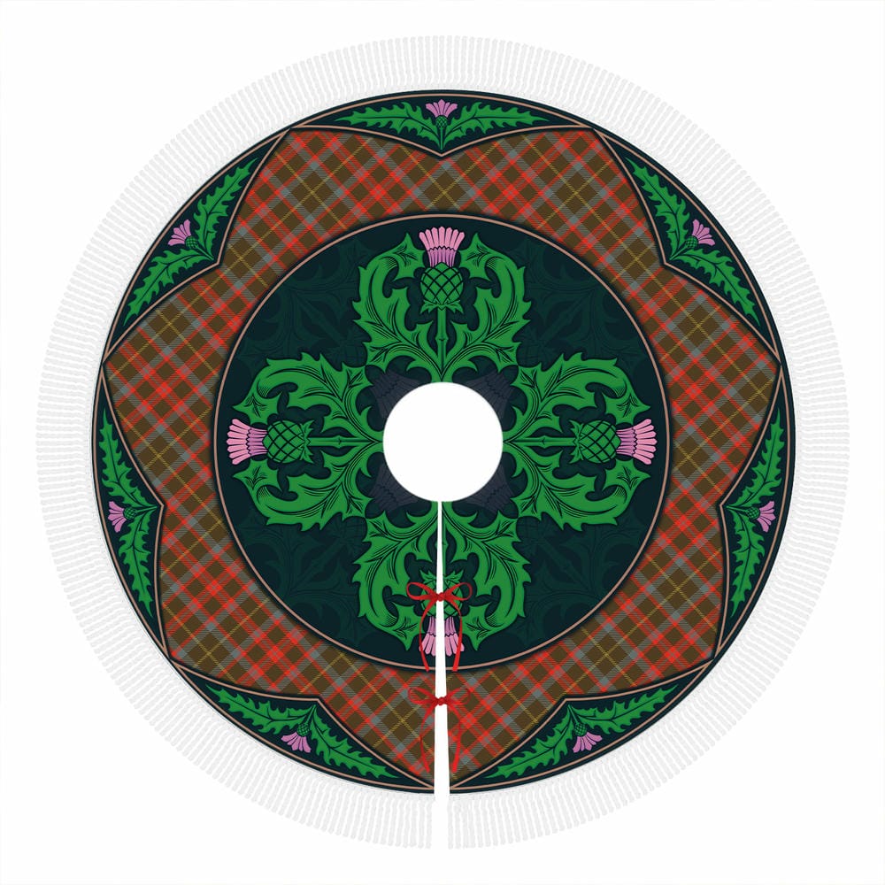 Scottish MacKintosh Hunting Weathered Tartan Christmas Tree Skirt Old Scottish Thistle Flower - Image 4