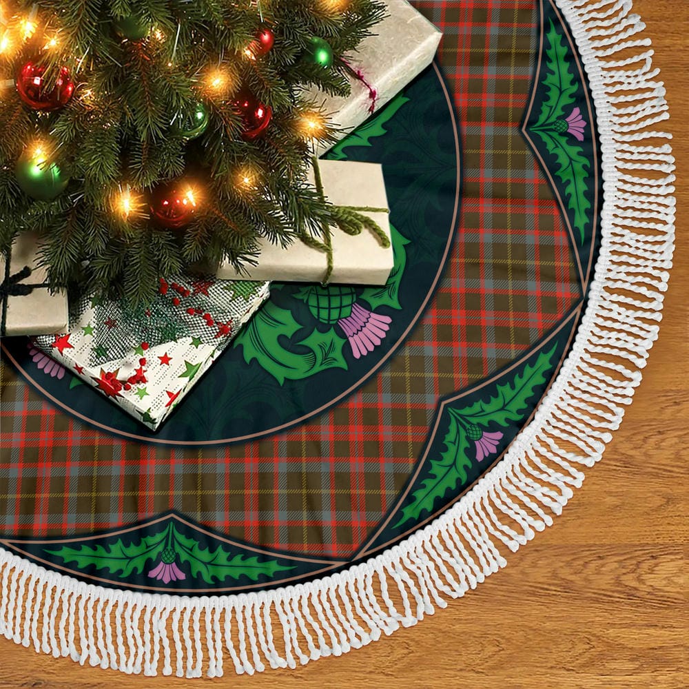 Scottish MacKintosh Hunting Weathered Tartan Christmas Tree Skirt Old Scottish Thistle Flower - Image 5