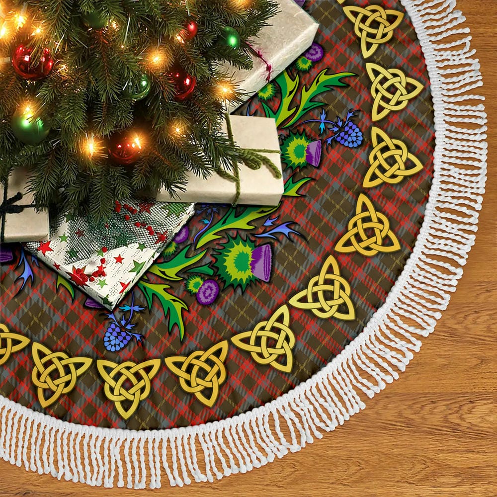 Scottish MacKintosh Hunting Weathered Tartan Thistle Celtic Knot Christmas Tree Skirt - Image 5