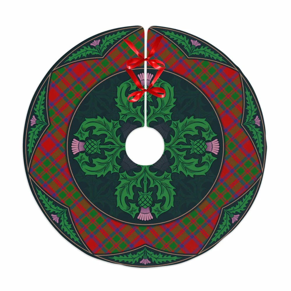 Scottish MacKintosh Modern Tartan Christmas Tree Skirt Old Scottish Thistle Flower