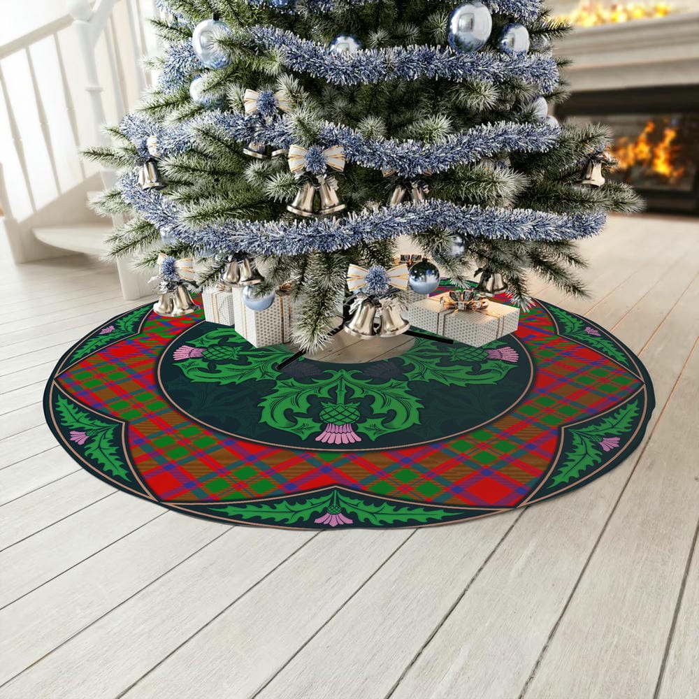 Scottish MacKintosh Modern Tartan Christmas Tree Skirt Old Scottish Thistle Flower - Image 3