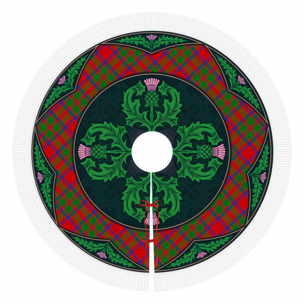Scottish MacKintosh Modern Tartan Christmas Tree Skirt Old Scottish Thistle Flower - Image 4