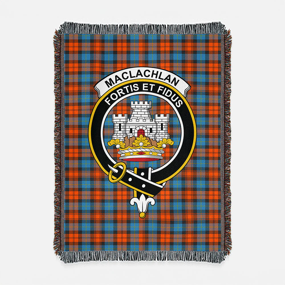 Scottish MacLachlan Ancient Clan Badge Tartan Woven Blanket - Image 2