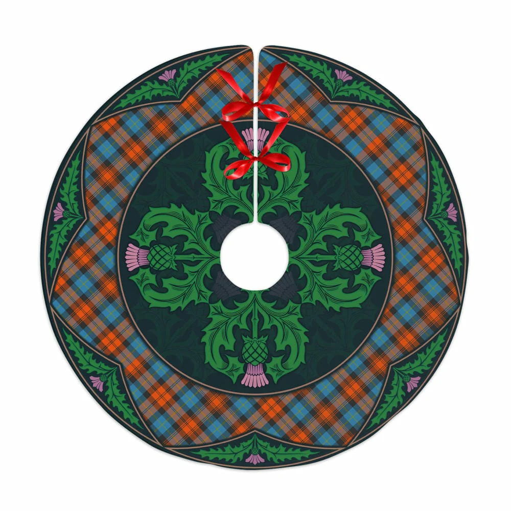 Scottish MacLachlan Ancient Tartan Christmas Tree Skirt Old Scottish Thistle Flower