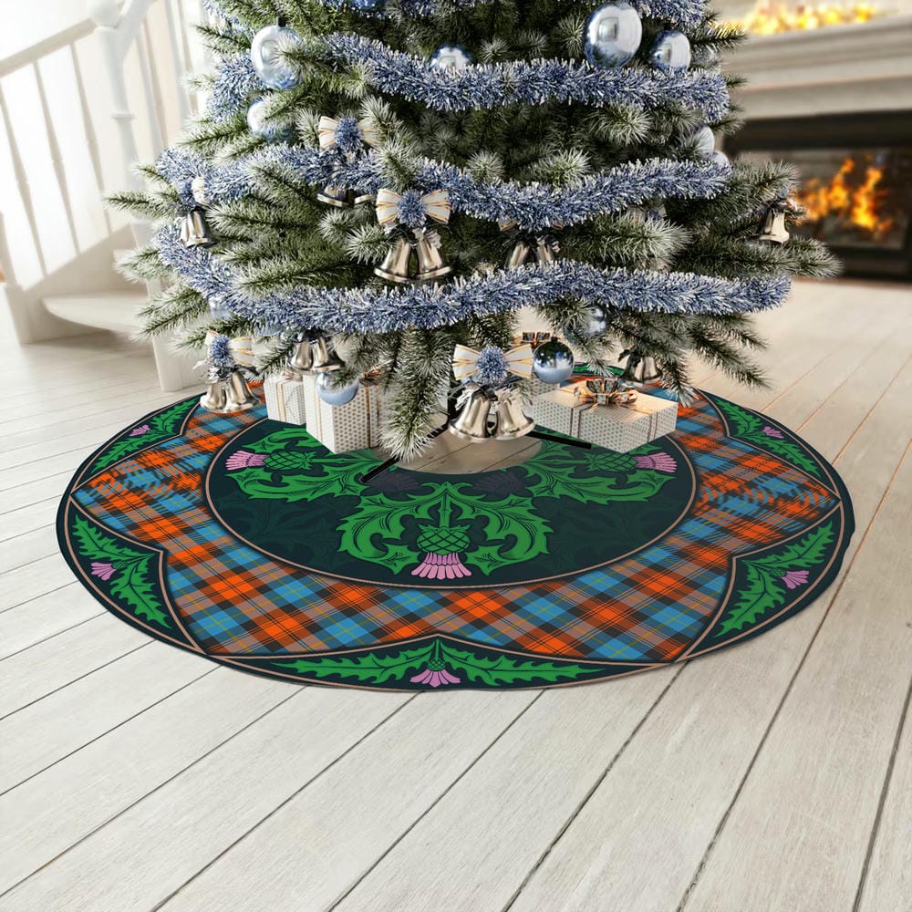 Scottish MacLachlan Ancient Tartan Christmas Tree Skirt Old Scottish Thistle Flower - Image 3
