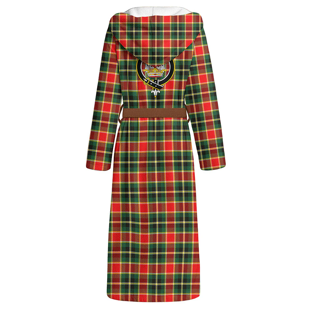 Scottish MacLachlan Hunting Modern Clan Badge Tartan Flannel Hooded Bathrobe - Image 3
