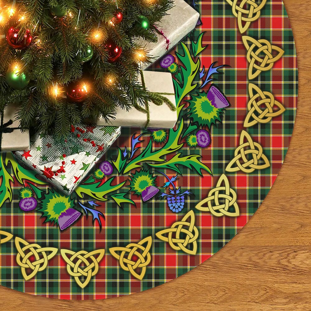 Scottish MacLachlan Hunting Modern Tartan Thistle Celtic Knot Christmas Tree Skirt - Image 2
