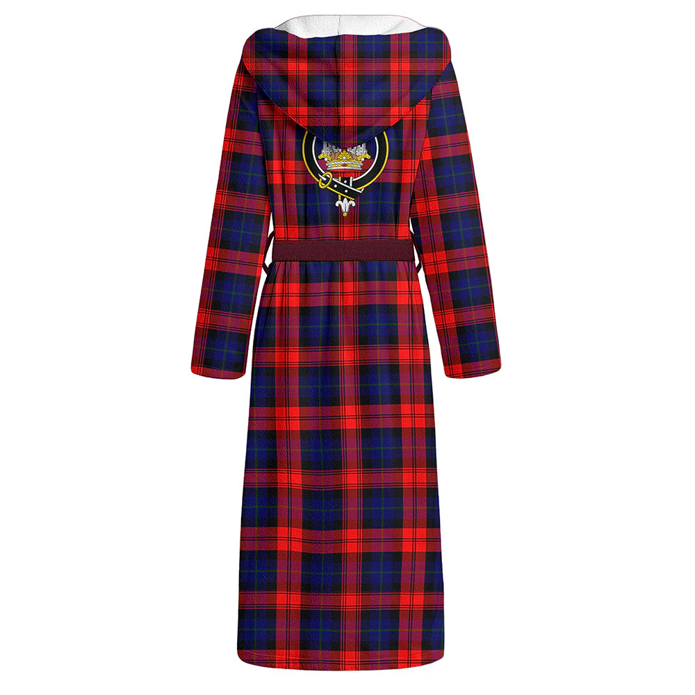 Scottish MacLachlan Modern Clan Badge Tartan Flannel Hooded Bathrobe - Image 3
