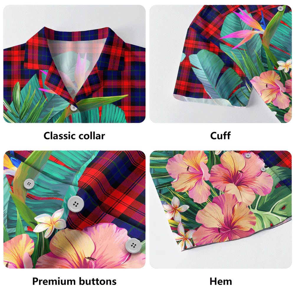 Scottish MacLachlan Modern Clan Badge Tartan Hawaiian Shirt Bouquet Tropical Style - Image 5