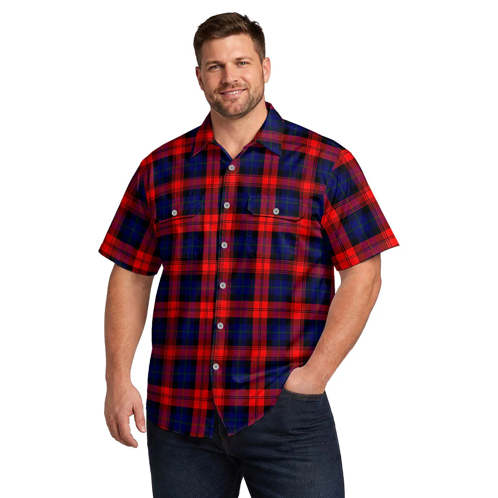 Scottish MacLachlan Modern Clan Badge Tartan Short Sleeve Work Shirt - Image 4