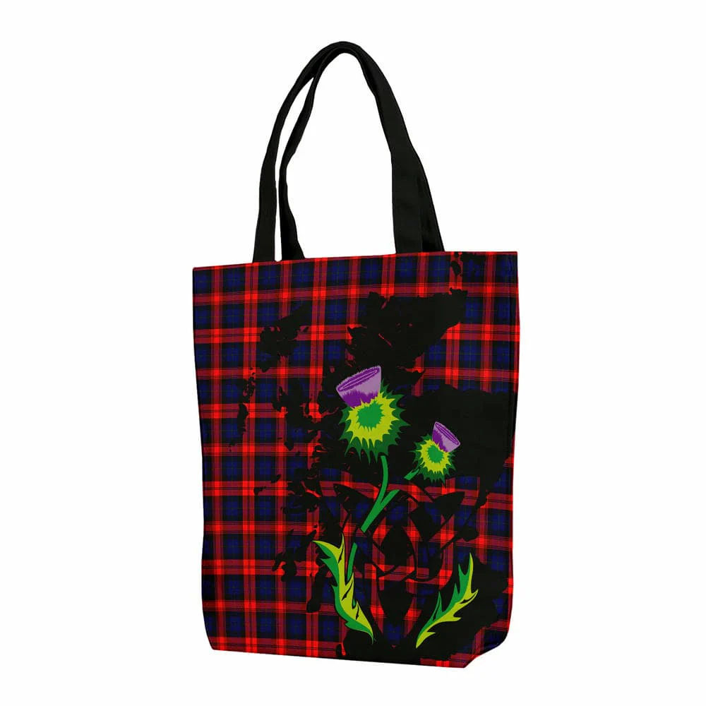 Scottish MacLachlan Modern Tartan Canvas Bag With Shoulder Strap With Thistle