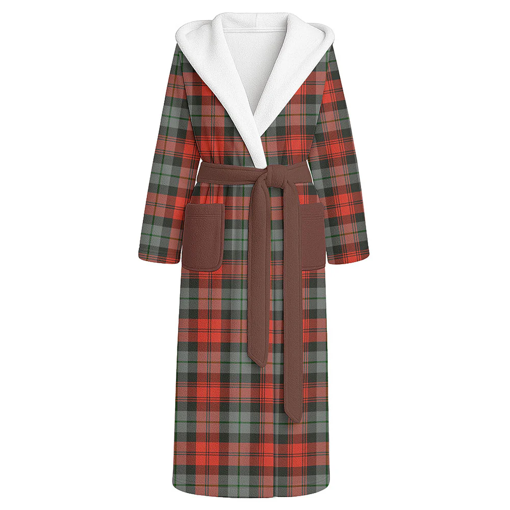 Scottish MacLachlan Weathered Clan Badge Tartan Flannel Hooded Bathrobe
