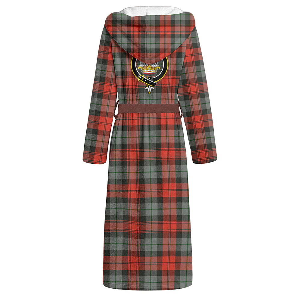 Scottish MacLachlan Weathered Clan Badge Tartan Flannel Hooded Bathrobe - Image 3