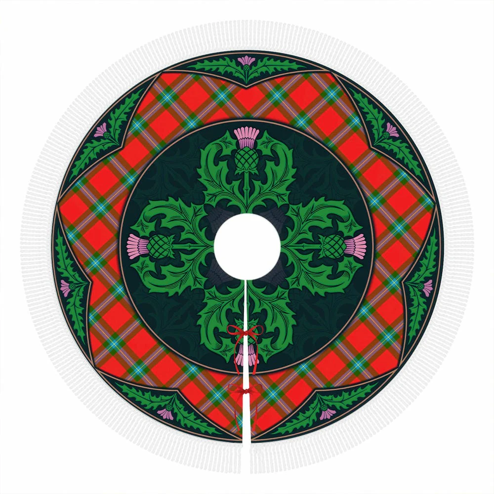Scottish MacLaine of Loch Buie Tartan Christmas Tree Skirt Old Scottish Thistle Flower - Image 4