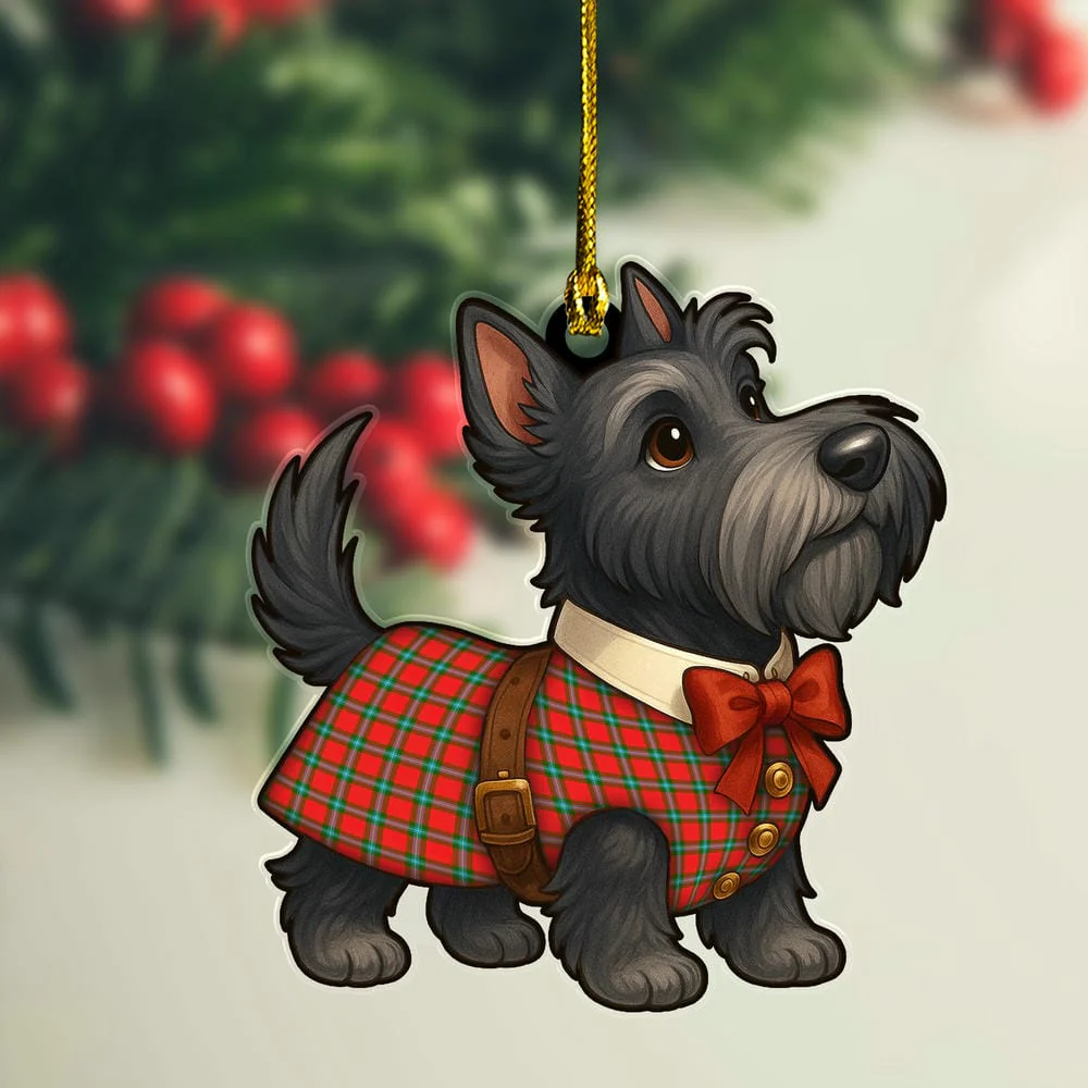 Scottish MacLaine of Loch Buie Tartan Ornament Scottie Dog