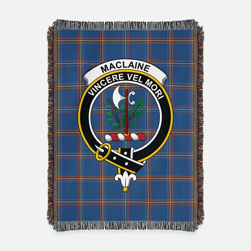 Scottish MacLaine of Loch Buie Hunting Ancient Clan Badge Tartan Woven Blanket - Image 2