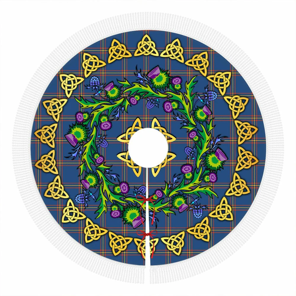 Scottish MacLaine of Loch Buie Hunting Ancient Tartan Thistle Celtic Knot Christmas Tree Skirt - Image 4