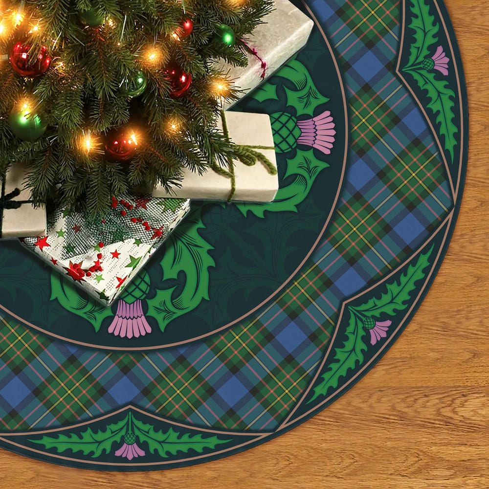 Scottish MacLaren Ancient Tartan Christmas Tree Skirt Old Scottish Thistle Flower - Image 2