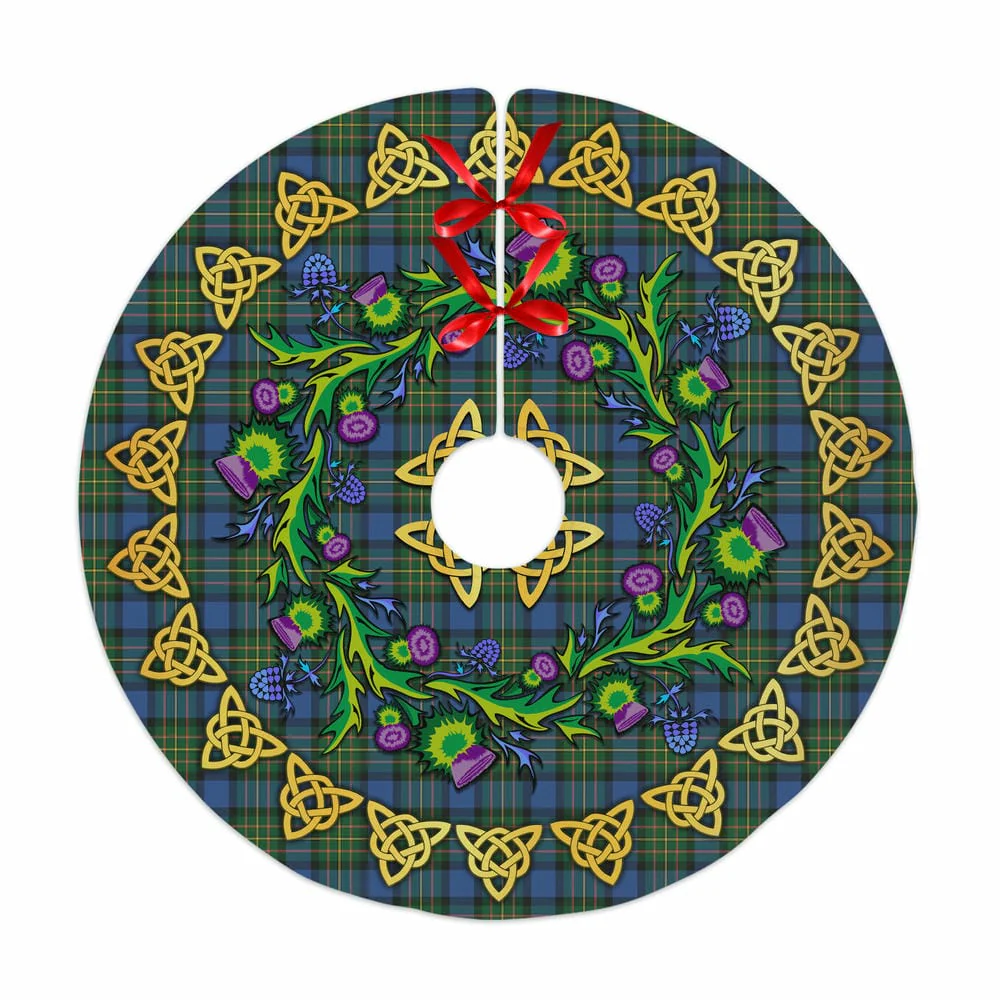 Scottish MacLaren Ancient Tartan Thistle Celtic Knot Christmas Tree Skirt
