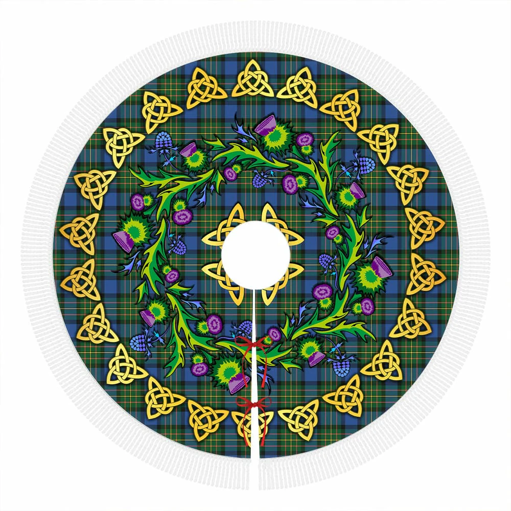Scottish MacLaren Ancient Tartan Thistle Celtic Knot Christmas Tree Skirt - Image 4