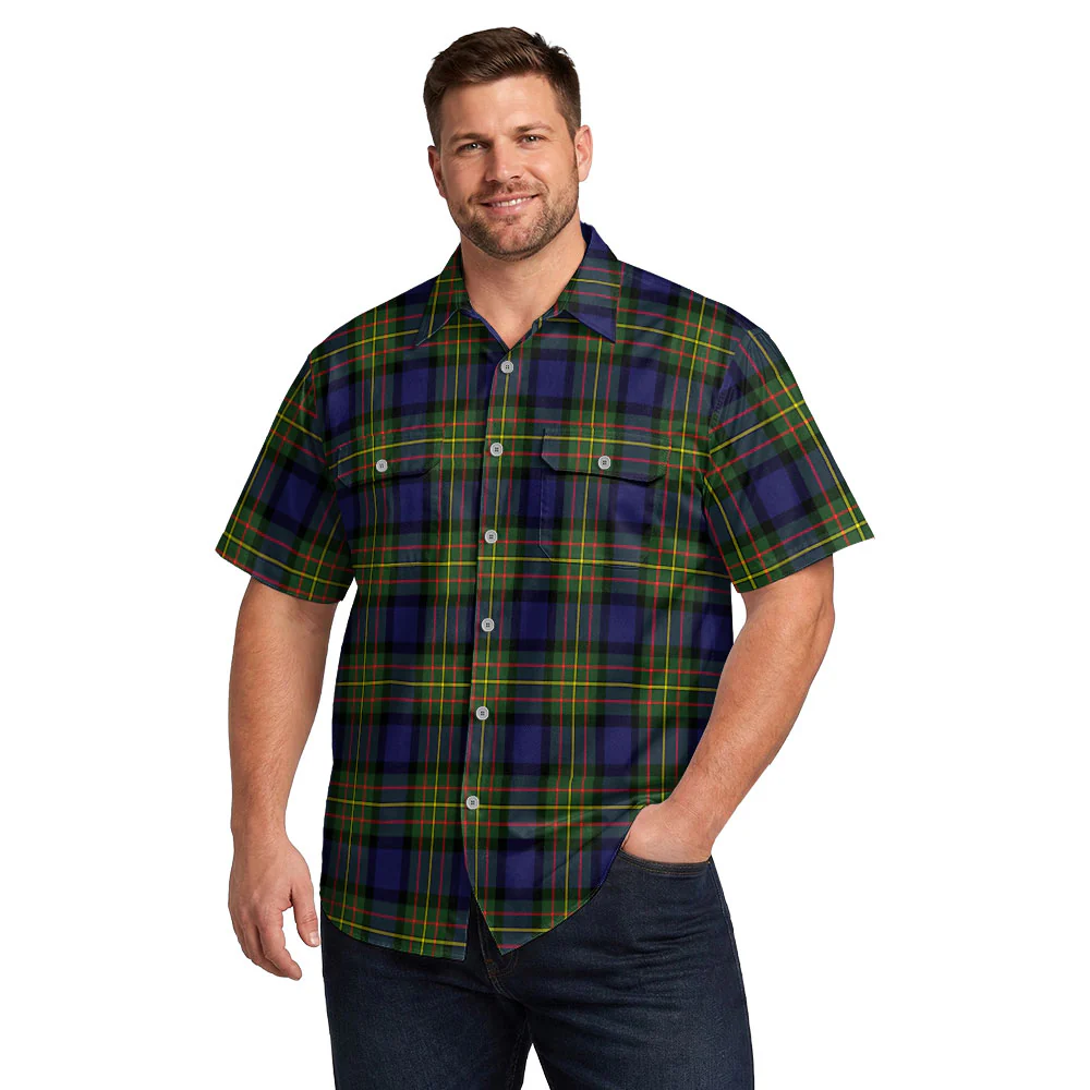 Scottish MacLaren Modern Clan Badge Tartan Short Sleeve Work Shirt - Image 4