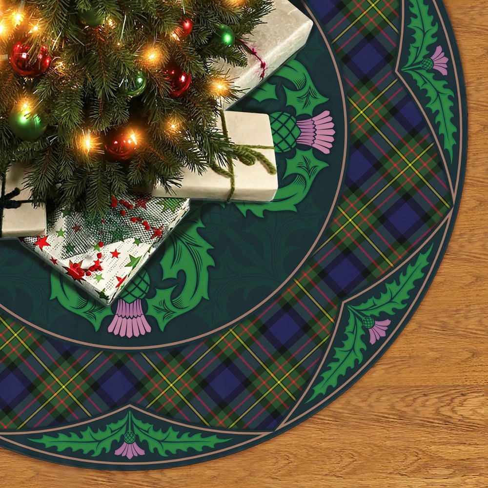 Scottish MacLaren Modern Tartan Christmas Tree Skirt Old Scottish Thistle Flower - Image 2