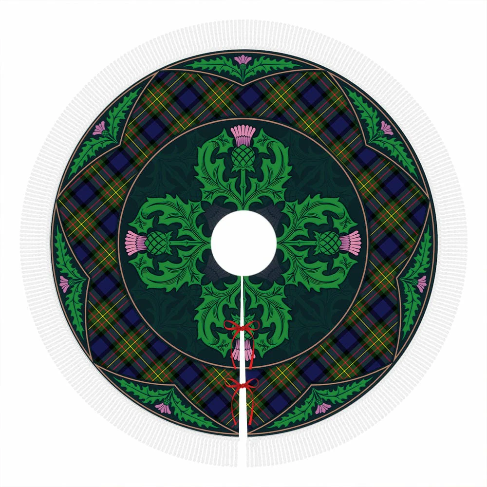 Scottish MacLaren Modern Tartan Christmas Tree Skirt Old Scottish Thistle Flower - Image 4