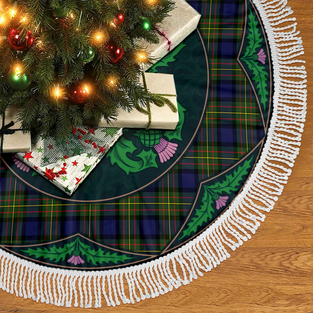 Scottish MacLaren Modern Tartan Christmas Tree Skirt Old Scottish Thistle Flower - Image 5