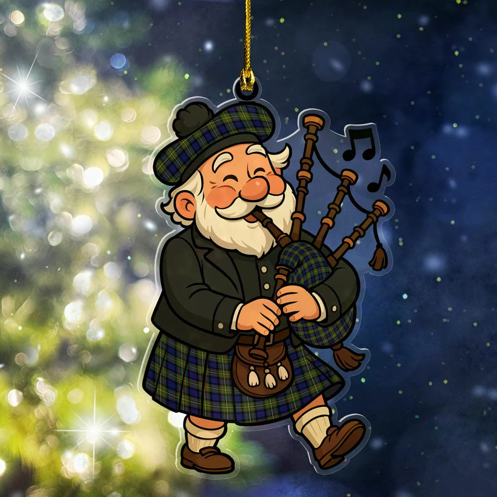 Scottish MacLaren Modern Tartan Ornament Scottish Santa In Kilt