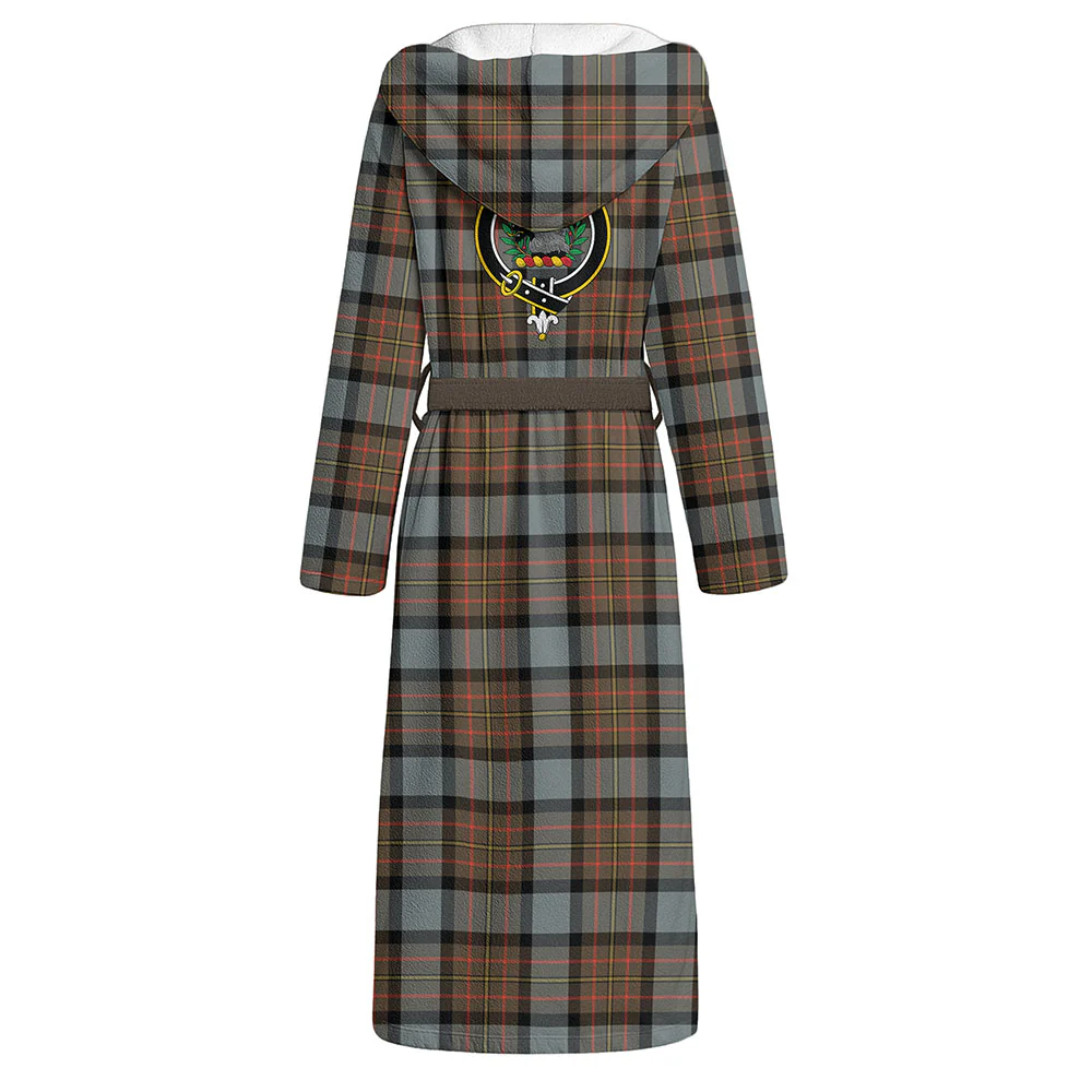 Scottish MacLaren Weathered Clan Badge Tartan Flannel Hooded Bathrobe - Image 3
