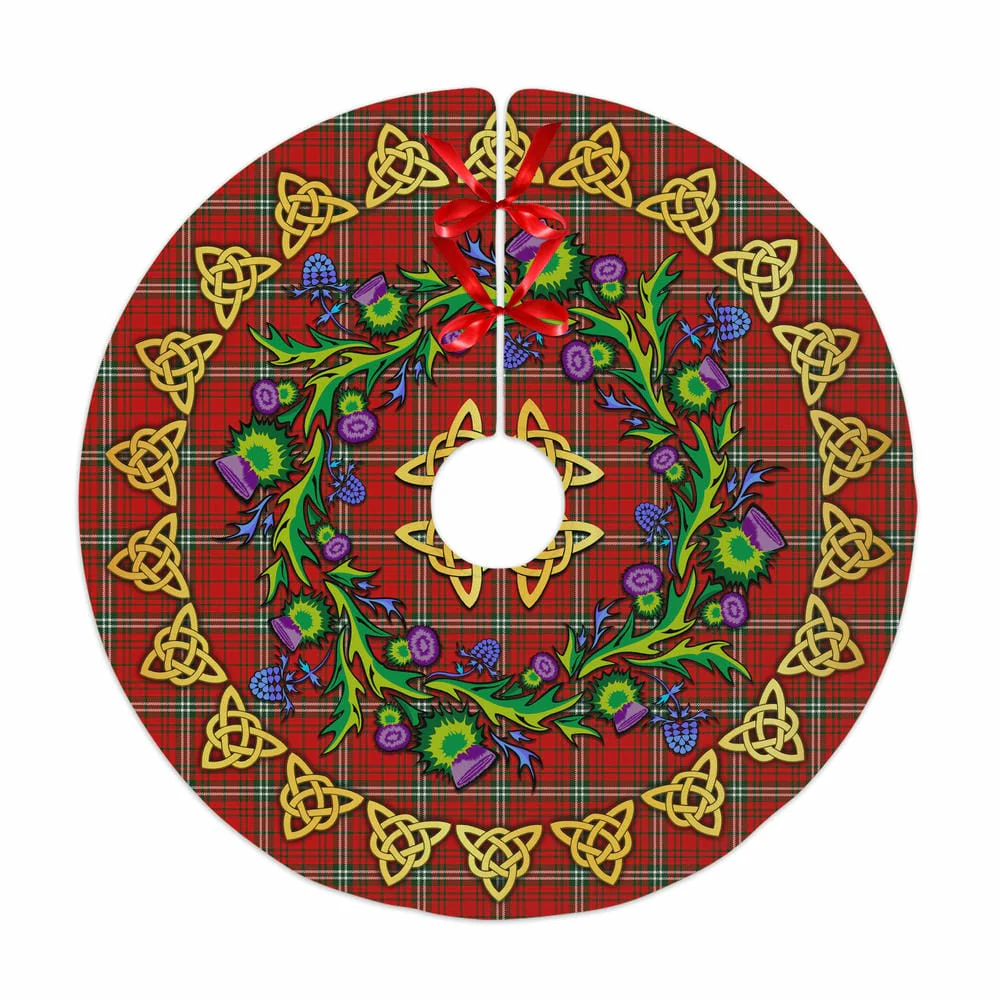 Scottish MacLay Modern Tartan Thistle Celtic Knot Christmas Tree Skirt