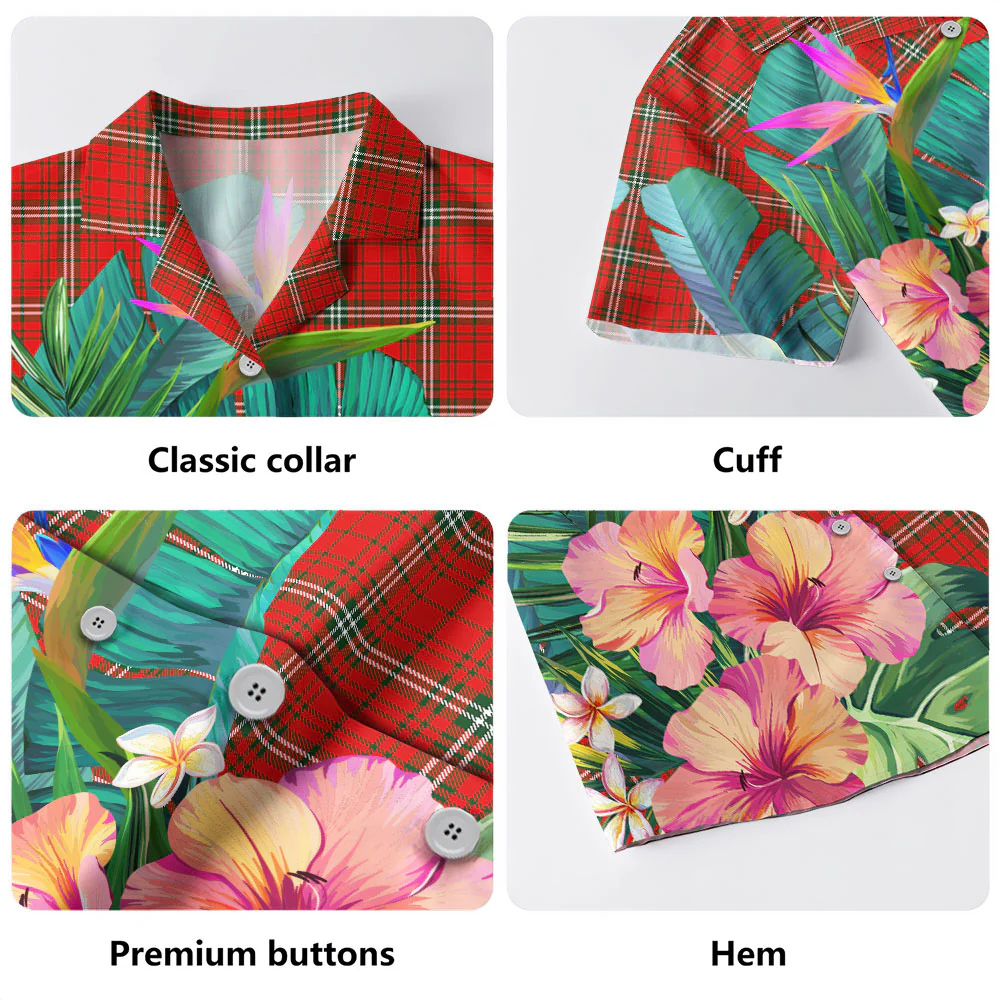 Scottish MacLay Modern Tartan Hawaiian Shirt Bouquet Tropical Style - Image 3