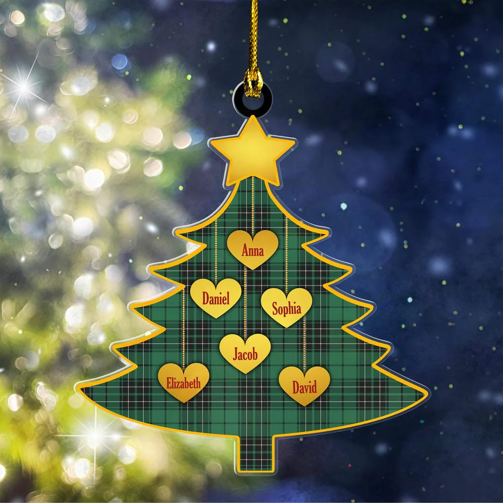 Scottish MacLean Hunting Ancient Tartan Ornament Custom Family Christmas Tree
