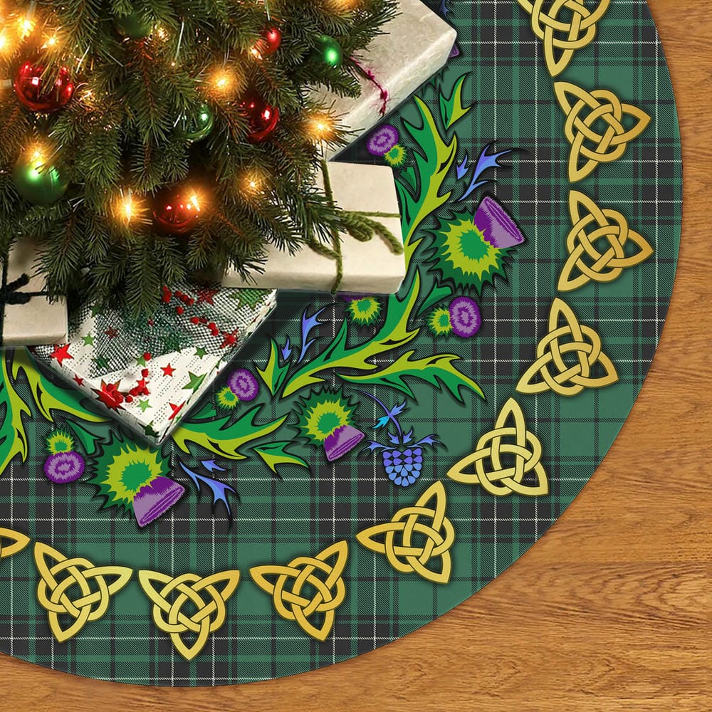 Scottish MacLean Hunting Ancient Tartan Thistle Celtic Knot Christmas Tree Skirt - Image 2