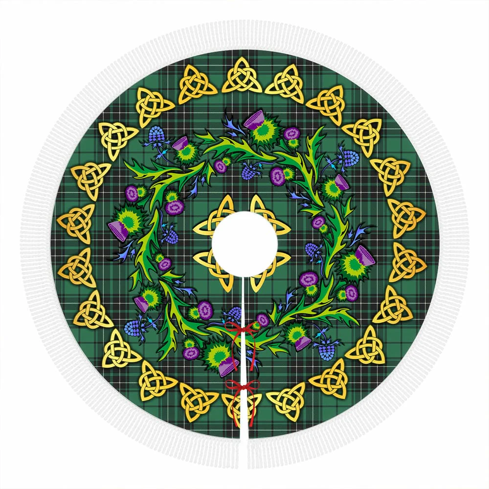 Scottish MacLean Hunting Ancient Tartan Thistle Celtic Knot Christmas Tree Skirt - Image 4