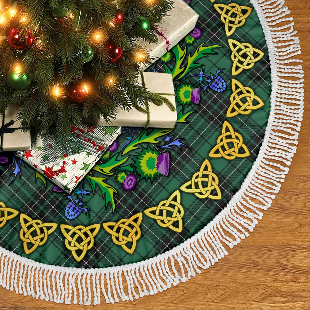 Scottish MacLean Hunting Ancient Tartan Thistle Celtic Knot Christmas Tree Skirt - Image 5