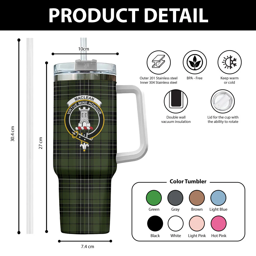 Scottish MacLean Hunting Clan Badge Tartan 40oz Tumbler - Image 2