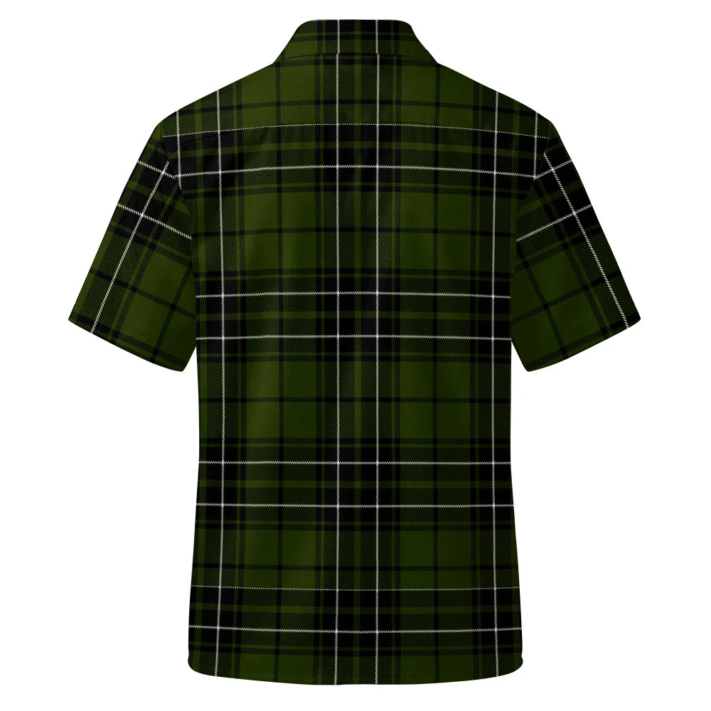 Scottish MacLean Hunting Clan Badge Tartan Short Sleeve Work Shirt - Image 3