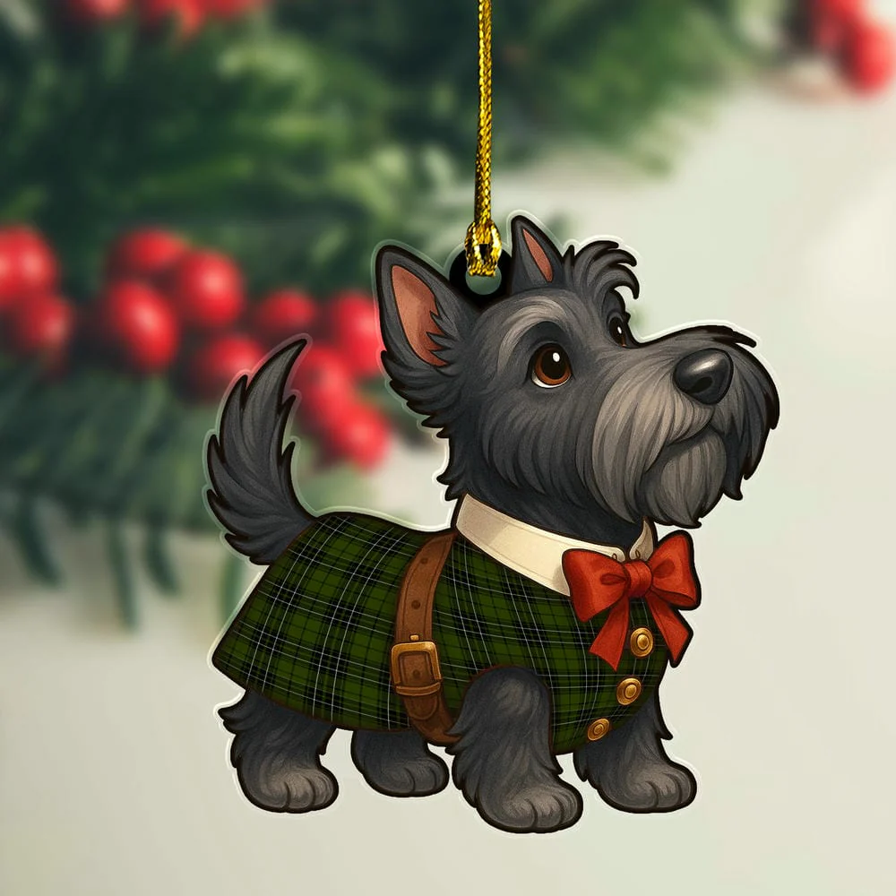 Scottish MacLean Hunting Tartan Ornament Scottie Dog