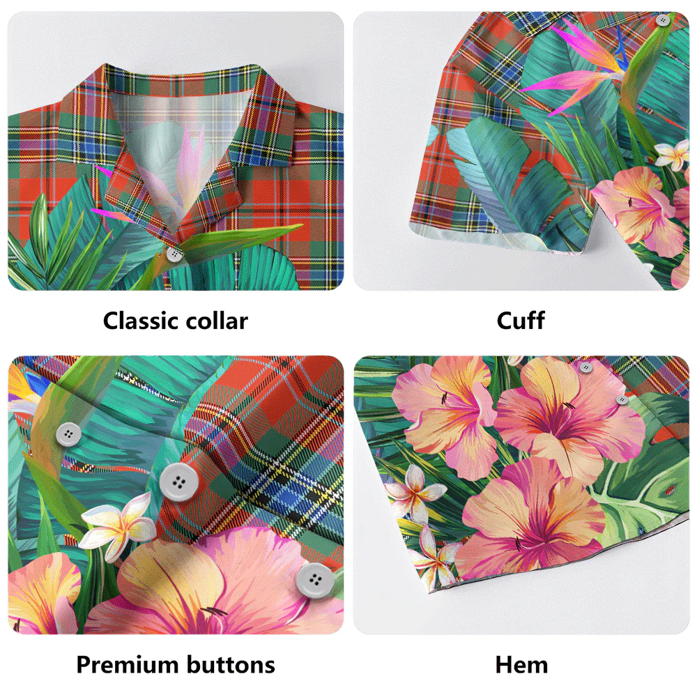 Scottish MacLean of Duart Ancient Clan Badge Tartan Hawaiian Shirt Bouquet Tropical Style - Image 5