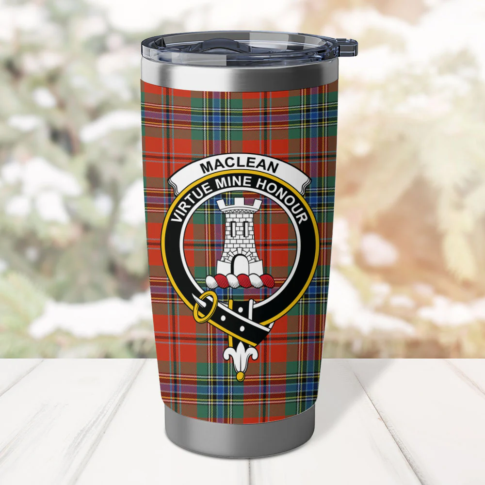 Scottish MacLean of Duart Ancient Clan Badge Tartan Tumbler - Image 2