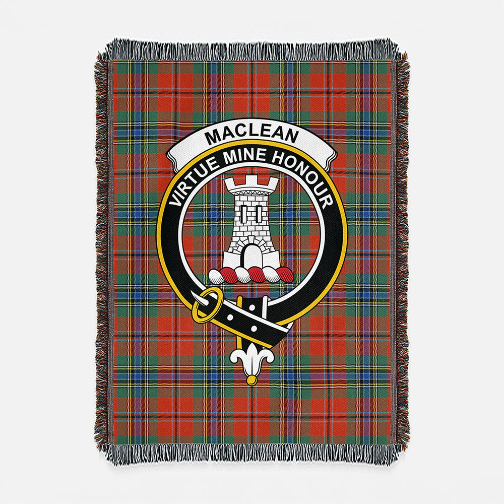 Scottish MacLean of Duart Ancient Clan Badge Tartan Woven Blanket - Image 2