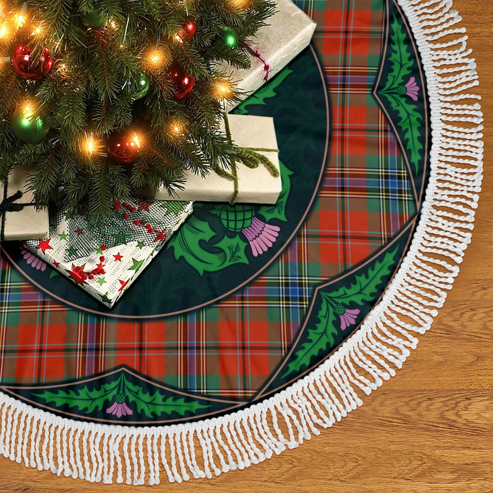 Scottish MacLean of Duart Ancient Tartan Christmas Tree Skirt Old Scottish Thistle Flower - Image 5