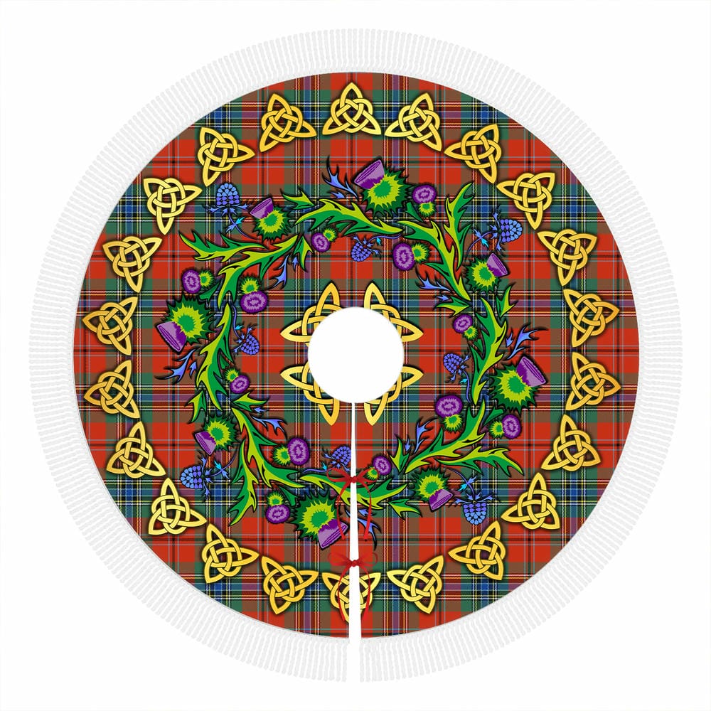 Scottish MacLean of Duart Ancient Tartan Thistle Celtic Knot Christmas Tree Skirt - Image 4