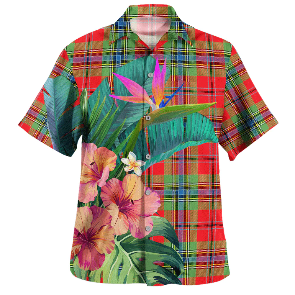 Scottish MacLean of Duart Modern Clan Badge Tartan Hawaiian Shirt Bouquet Tropical Style - Image 2