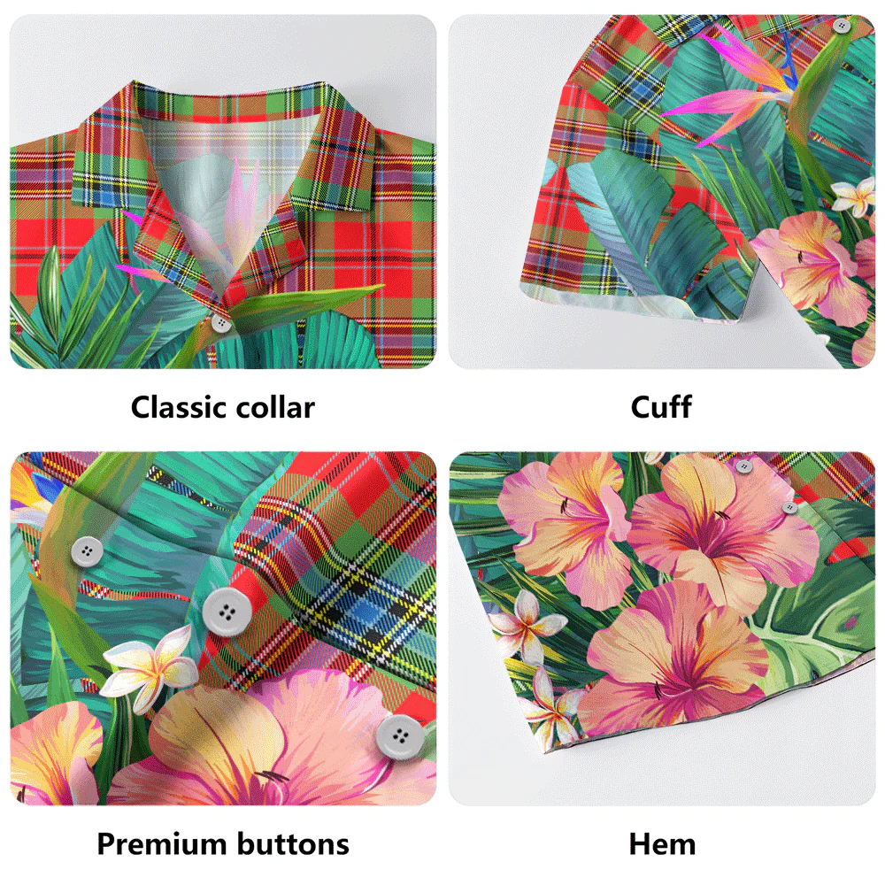 Scottish MacLean of Duart Modern Clan Badge Tartan Hawaiian Shirt Bouquet Tropical Style - Image 5