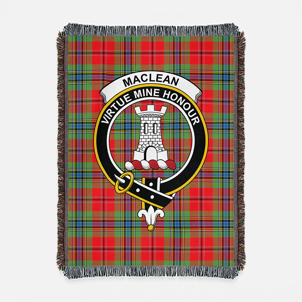 Scottish MacLean of Duart Modern Clan Badge Tartan Woven Blanket - Image 2