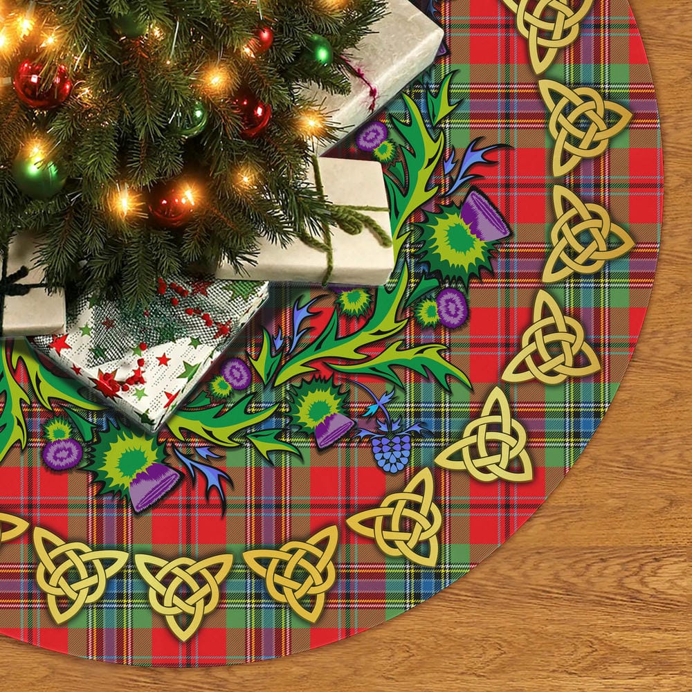 Scottish MacLean of Duart Modern Tartan Thistle Celtic Knot Christmas Tree Skirt - Image 2