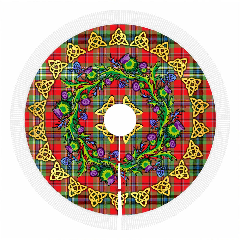 Scottish MacLean of Duart Modern Tartan Thistle Celtic Knot Christmas Tree Skirt - Image 4
