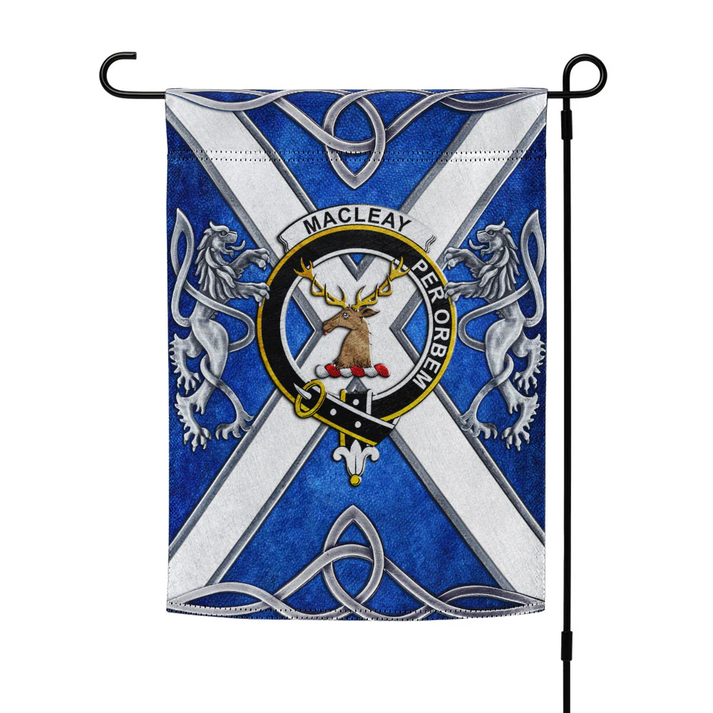 Scottish MacLeay Clan Badge Garden Flag Silver Rampant Lion Emblem